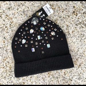 Soft black winter hat with BLING